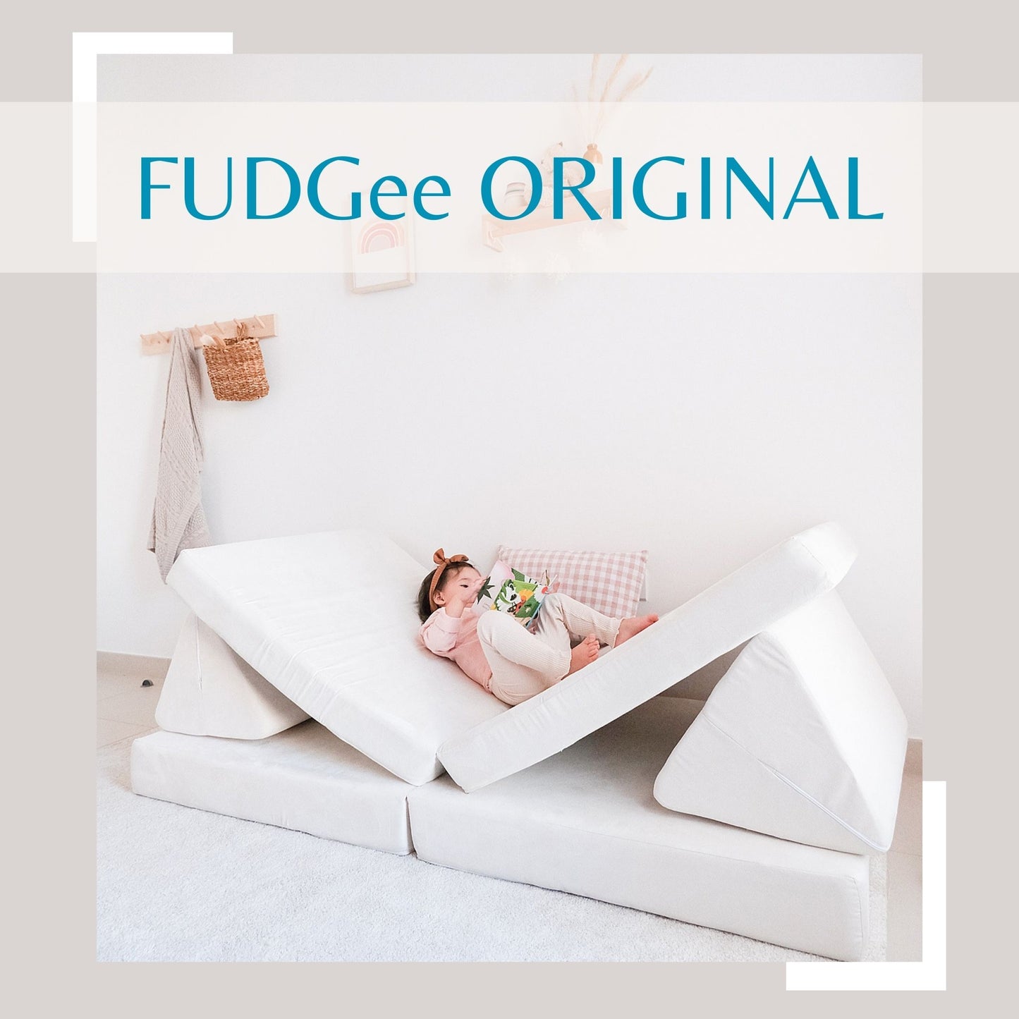 off-white modular flip out play sofa bed for kids