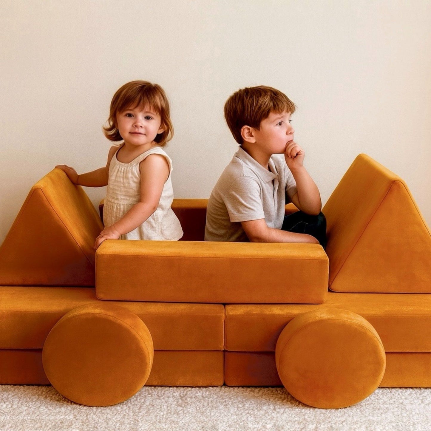 Kids Modular Play Couch | 10-Piece Round Cushion Playroom Set