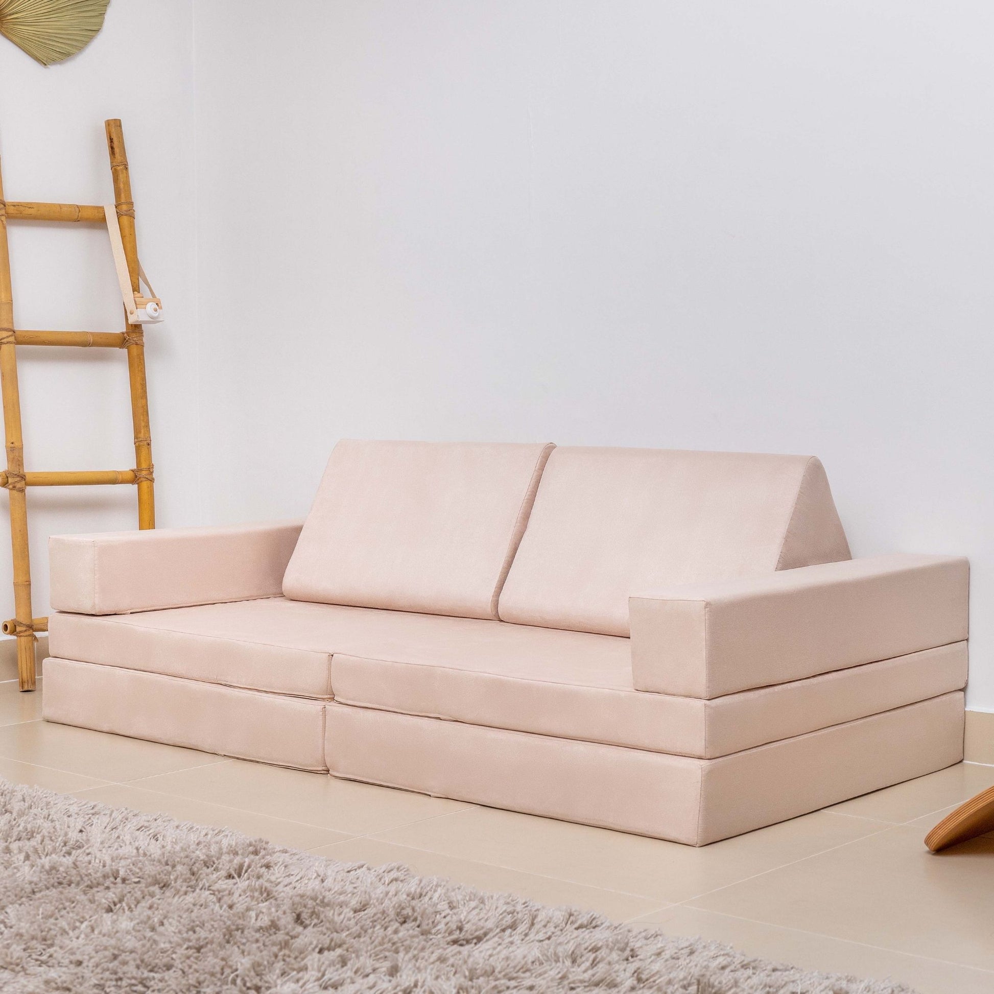 powder pink play sofa - 8 piece play cushions