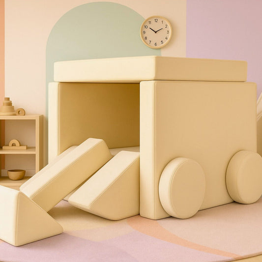 Kids Modular Play Couch | 10-Piece Round Cushion Playroom Set