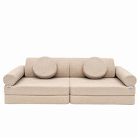 Teddy bear boucle 10 piece soft play modular sofa for toddlers.